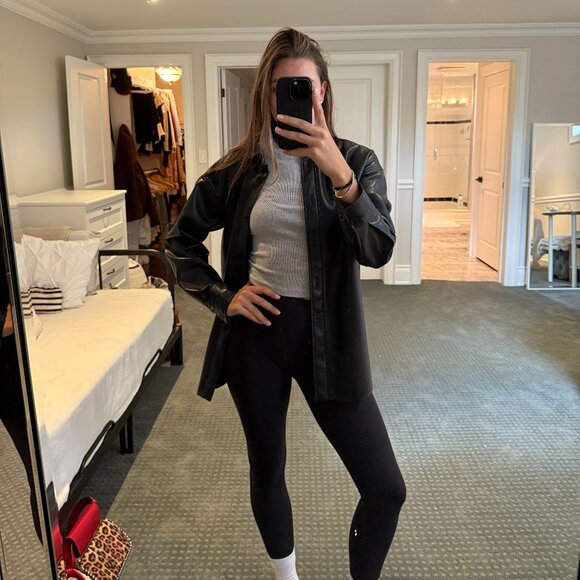 Babaton Aritzia Pelli Shirt Jacket – Black XS, Vegan Leather - Picture 1 of 5
